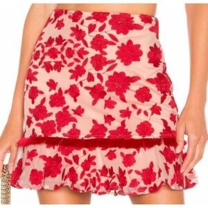 Lovers + Friends Boho Coquette Whimsical  Event Floral Lace Skirt Womens Medium